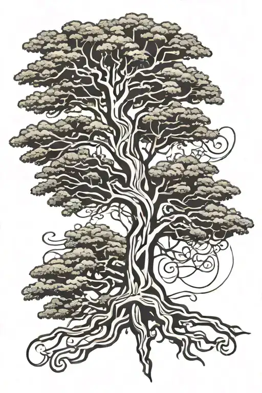 Norse Style Abstract Cedar Tree In A Style Similar To That Seen On Norse Runestones