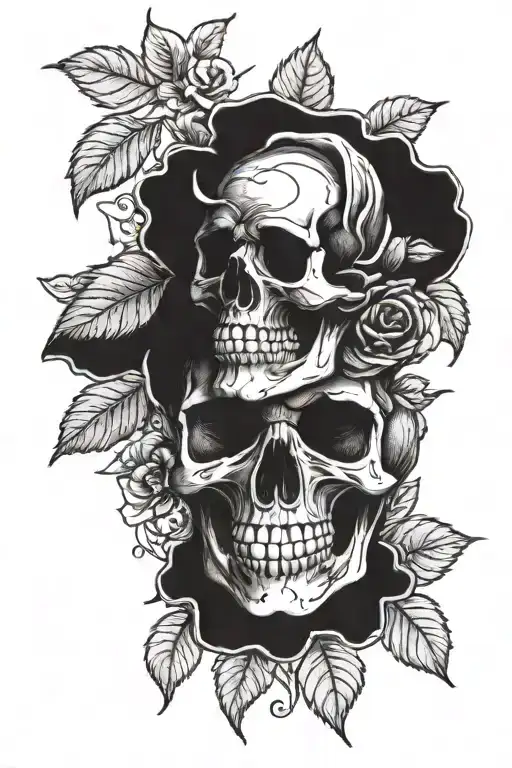 Skull With Black Rose