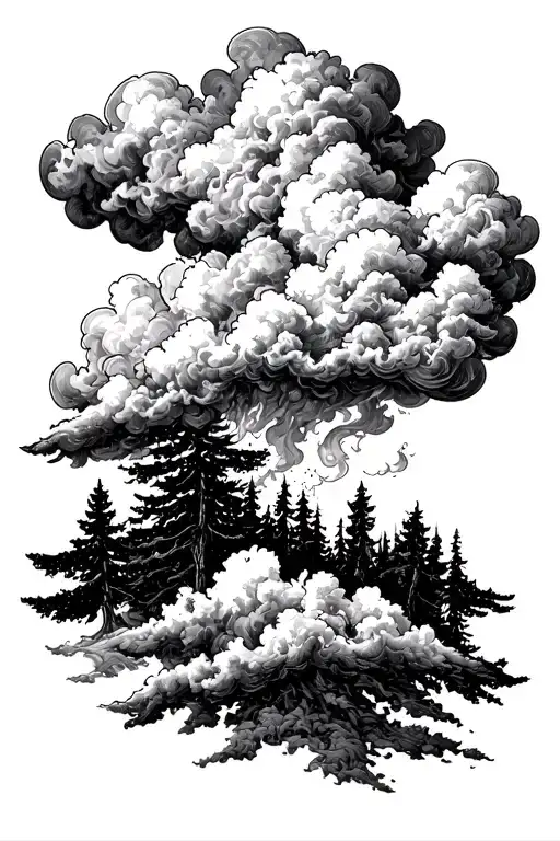 Forest Fire Smoke Going Into Clouds