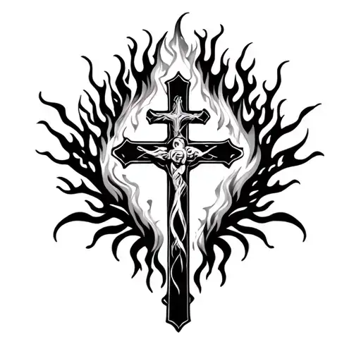 A Holy Cross Made Of Fire