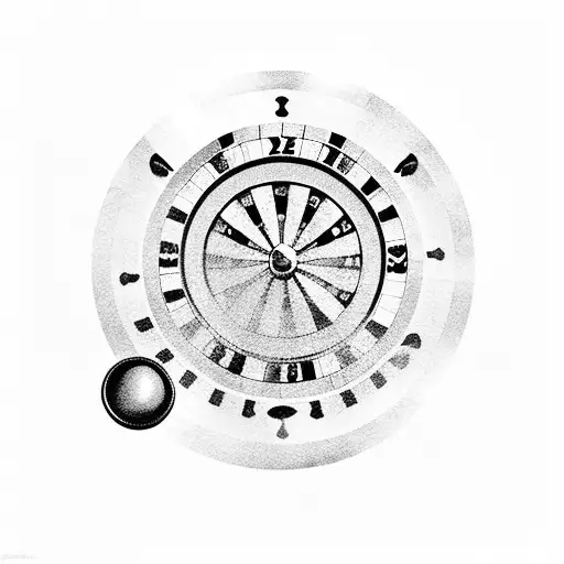 A Roulette Wheel Surrounded By Dollar Bills