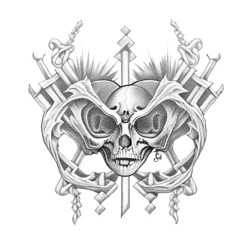 Rectangular Frame With Skeleton From Waist Up Inside Facing Straight