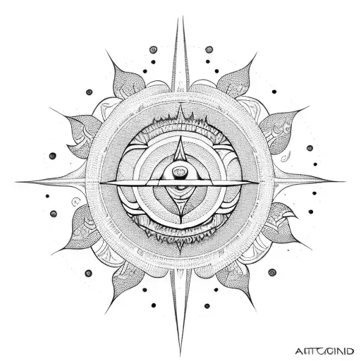 Sacred Geometric Pattern Incorporating The Sun And Moon