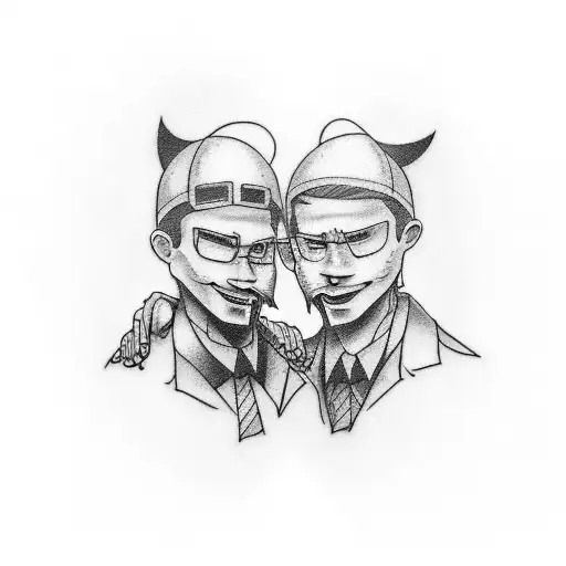 Two Brothers In A Hug On The Shoulders Opposite The Older Brother