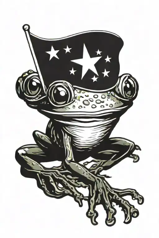 Puerto Rico With Flag And Frog