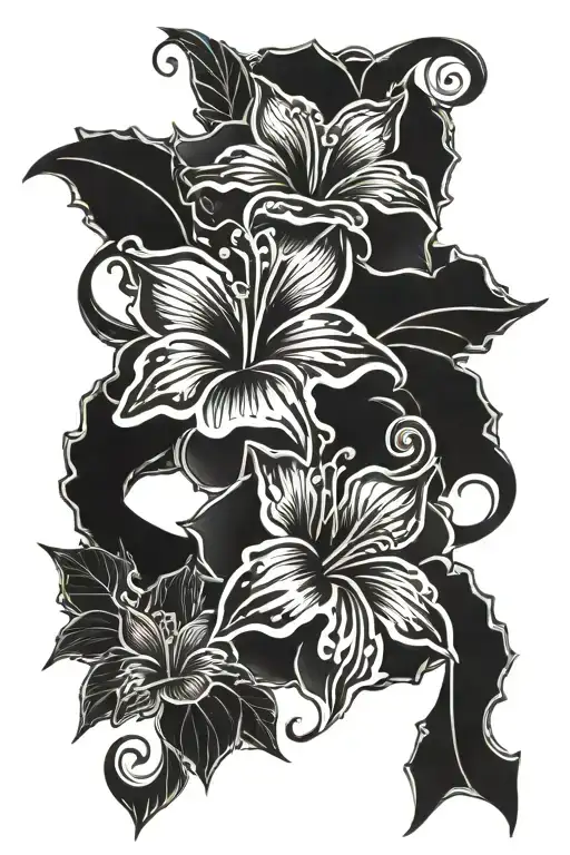 Tribal Hibiscus And Shark