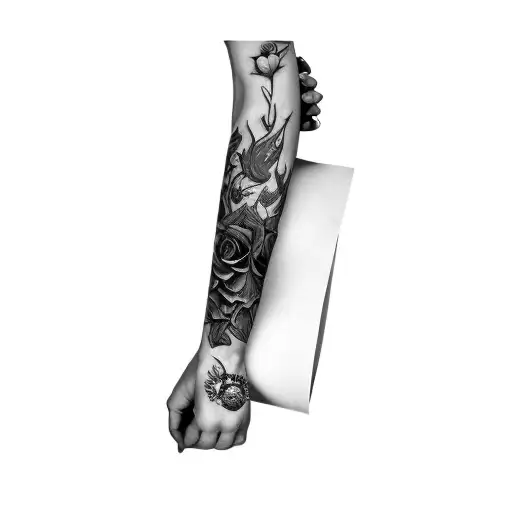 A Woman With A Crown And Roses And Witcher Emblem