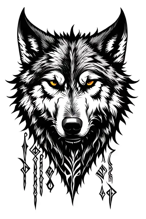 Viking Wolf Runes Back