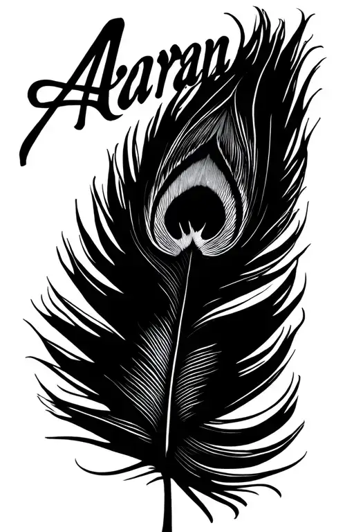Peacock Feather With The Name Aaryan Above It