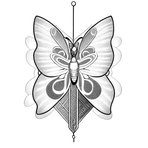 A Guitar And Butterfly Intertwined In A Mesmerizing Design