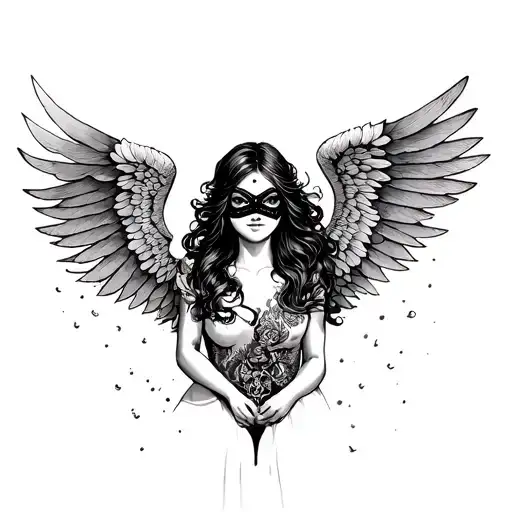 Six -Winged Angel Girl In A Mask