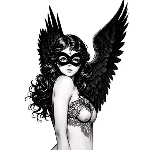 Six -Winged Angel Girl In A Mask