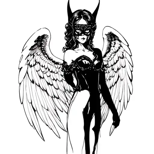 Six -Winged Angel Girl In A Mask