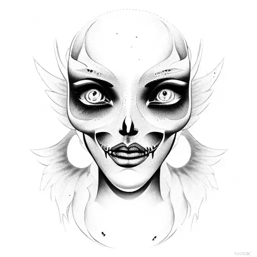 Angel With Face Tattoo Over Eye