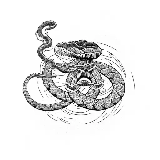 Mountain Sleeve With Rattlesnake Thick Lines