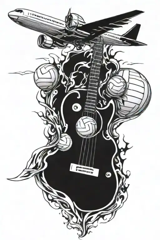 Volleyball Aircraft And Guitar