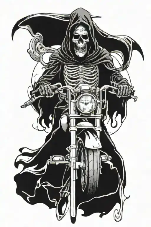 Grim Reaper And Motocyle