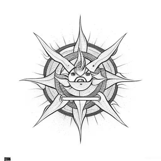 Capricorn Seagoat With A Sun At The Back