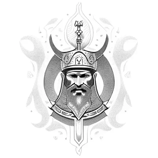 Viking Warrior Holding A Crown