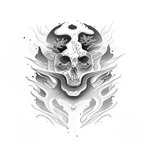 A Beautiful Woman Crawling Out From Burning Ashes