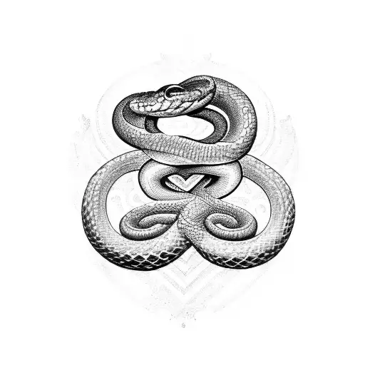 A Snake Coiled Around A Heart With The Initials Of Your Parents