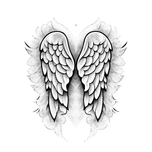 A Pair Of Angel Wings Embracing A Broken Heart