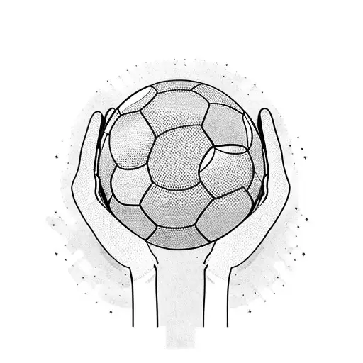 Gloves And Soccer Ball In Minimalist Style