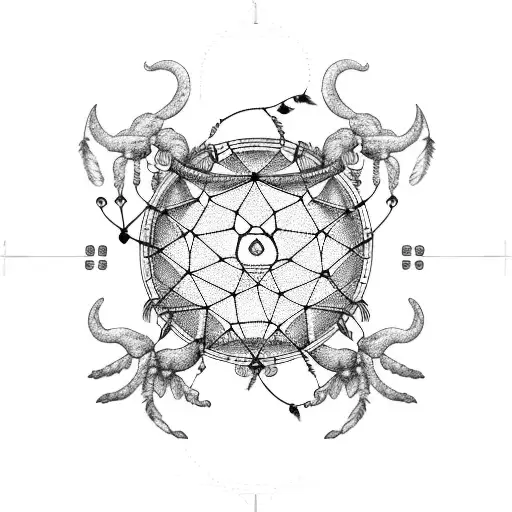 Zodiac Constellation Of Aries Surrounded By Intricate Dreamcatcher