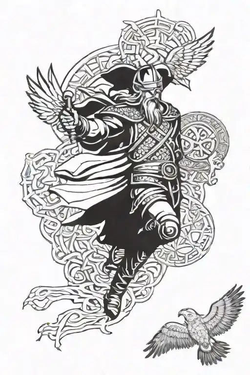 Viking And Owl Flying