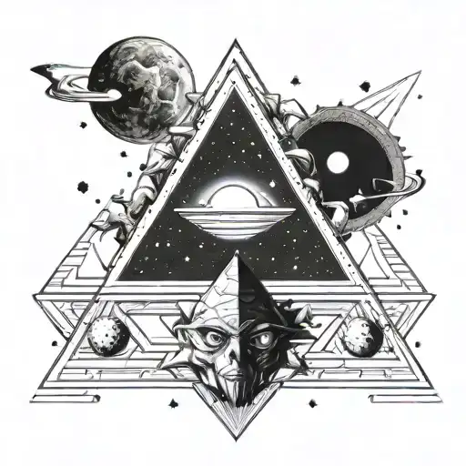 An Alien Illuminati Pyramid Emerging From A Galaxy Background