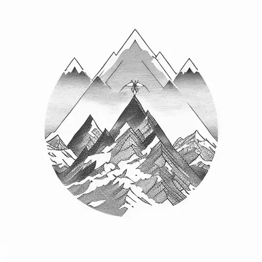 A Majestic Mountain Range With A Hidden Spearfisherman Lurking In The Depths