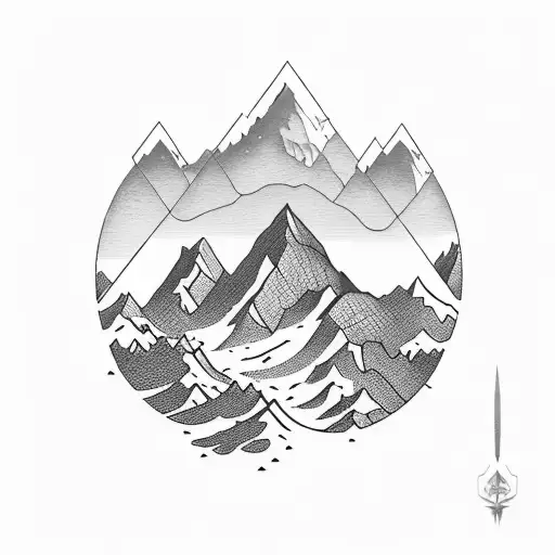 A Majestic Mountain Range With A Hidden Spearfisherman Lurking In The Depths