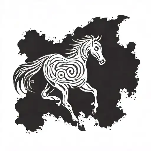 A F Logo With A Horse In It