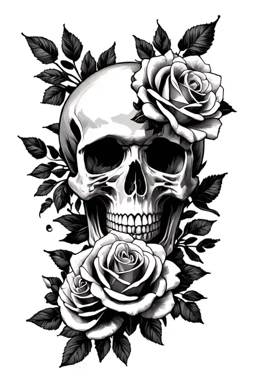 Skull And Roses Wrapped