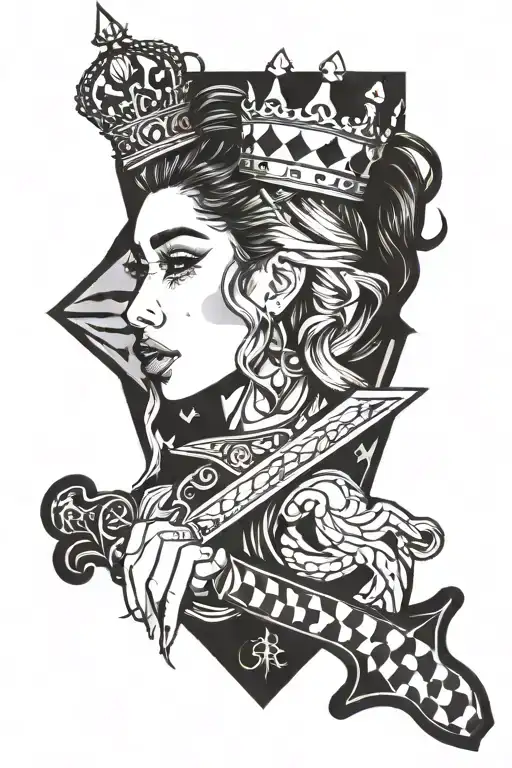 Chantel Jeffries Holding A Checkerboard Pattern Sword With Crown