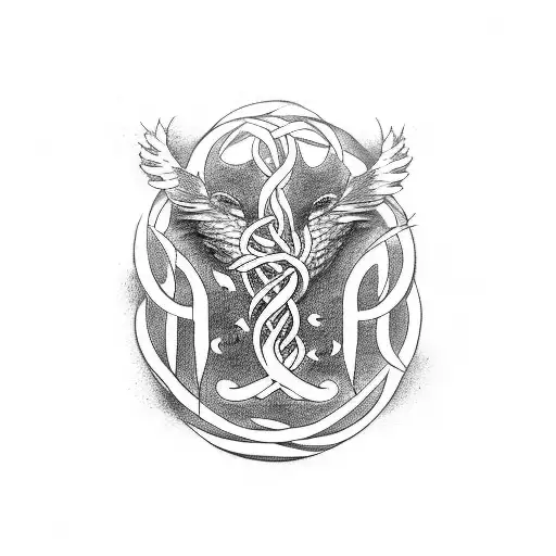 Yggdrasil Tattoo With Norse Ward And 2 Ravens