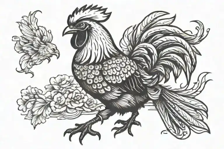 Fighting Chicken Wearing A Cowboy