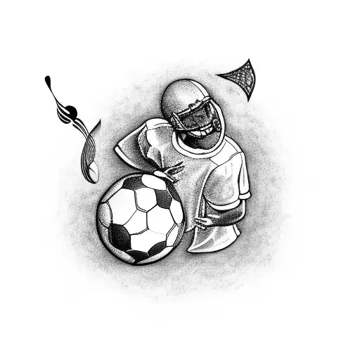 A Football Player Kicking A Ball Into A Musical Note