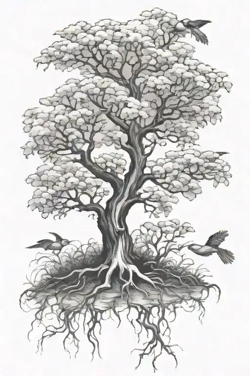 Poison Tree Growing With Birds Flying