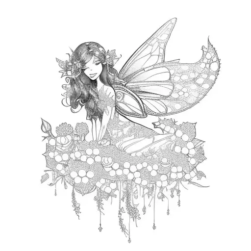 An Enchanting Fairy Sitting On A Bed Of Vibrant Flowers