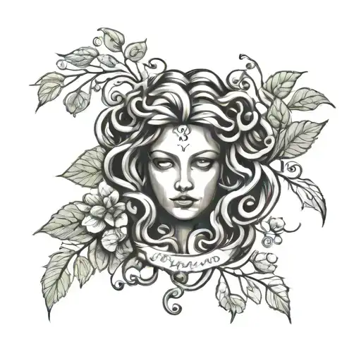 Medusa With Words And Daphne Leaf Clover