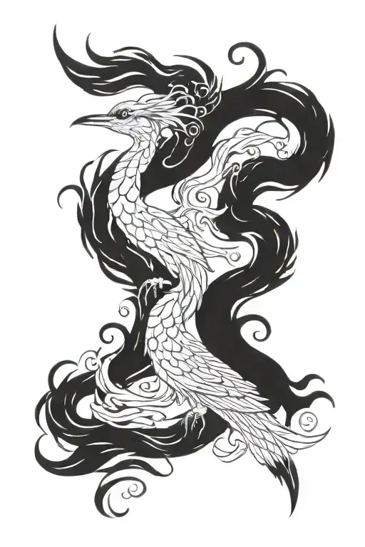 Loong And Phoenix With Resonance Symbol Intertwined