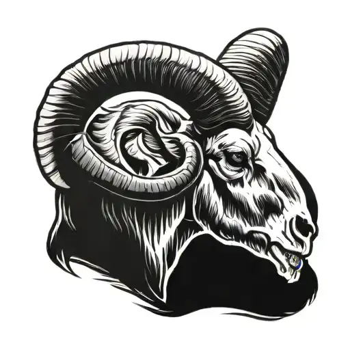 Side Profile Big Horn Sheep Skull