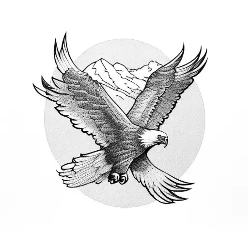 A Majestic Eagle Soaring Over A Mountain Range