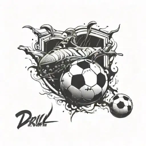 Combine Elements Of Uk Drill Music And Soccer To Create A Dynamic And Edgy Tattoo Design