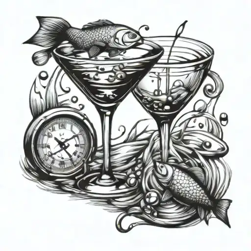 Fishing And Martini Glass
