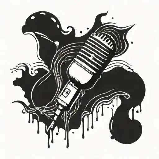 Abstract Representation Of Sound Waves Flowing Out Of A Microphone