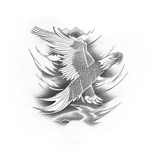 Eagle Hunting A Koi Fish