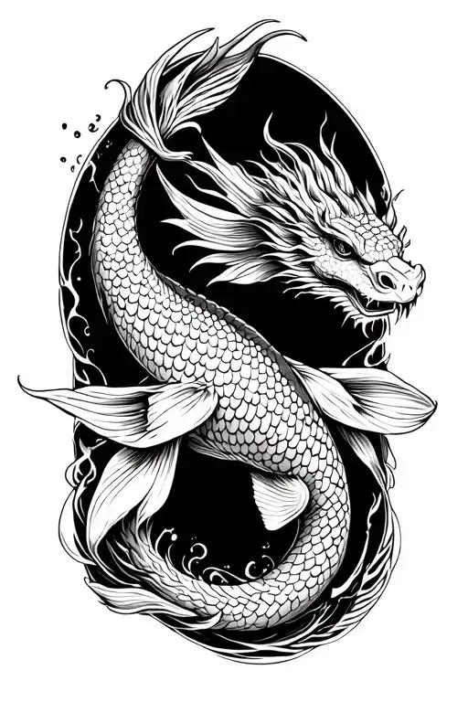 Dragon Koi Fish Swimming