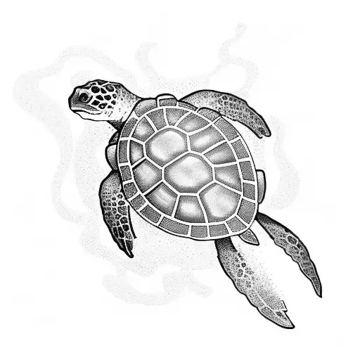 Reid As A Sea Turtle In Blackwork Style